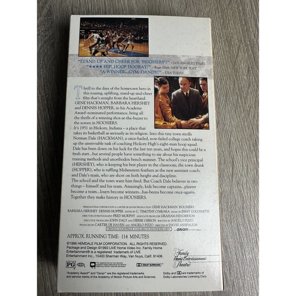 VHS Tape – Hoosiers Gene Hackman Dennis Hopper - Picture 3 of 4